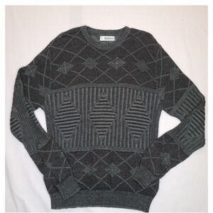 Vtg Jantzen Mens L Sweater Pullover Gray Blue Crewneck Eclectic Grandpa 80s